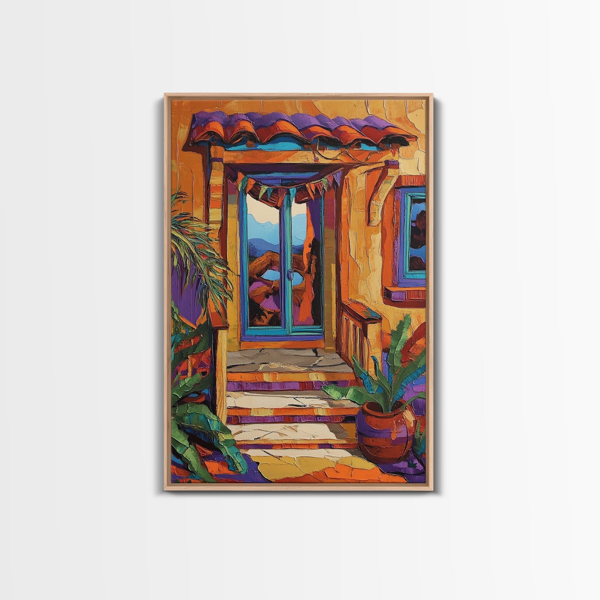 Vibrant Doorway Art, Boho House Print, Colorful Entryway Decor, Desert Home Vibes, Framed Canvas Print, Living Room Wall Art, boho art