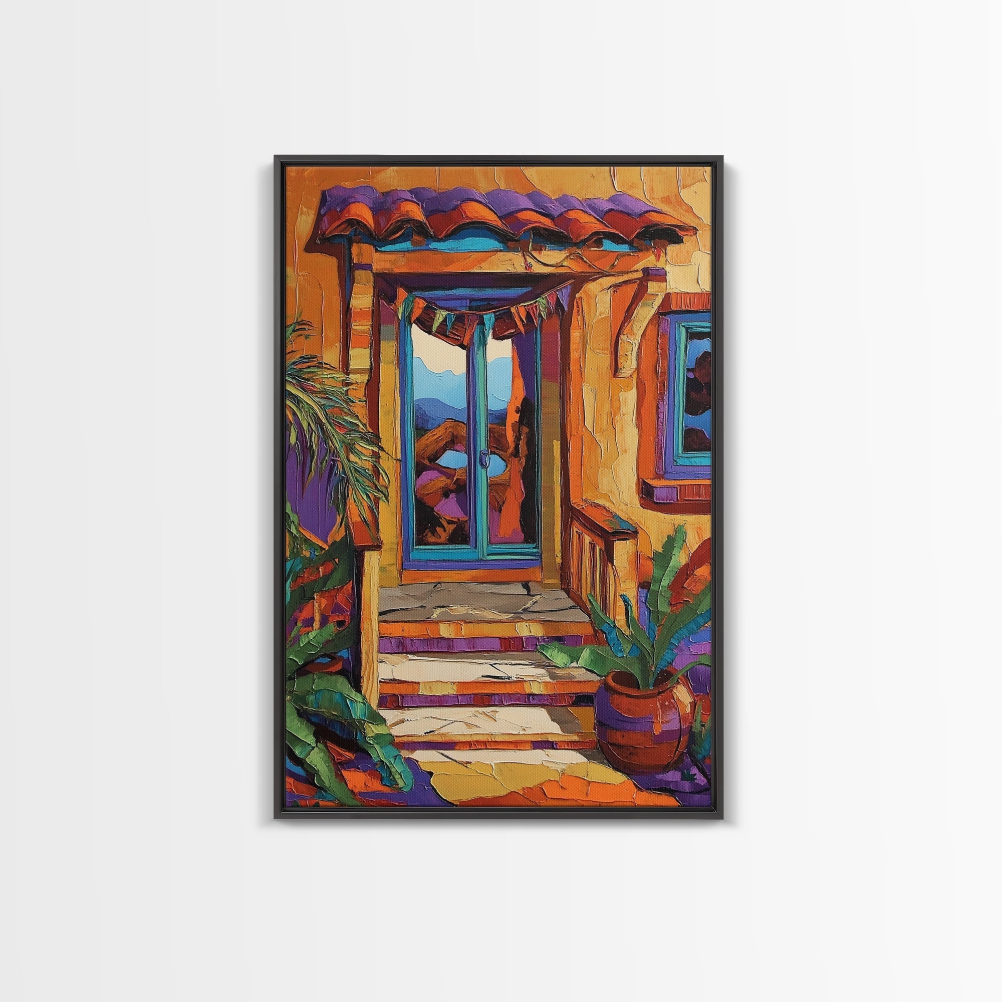 Vibrant Doorway Art, Boho House Print, Colorful Entryway Decor, Desert Home Vibes, Framed Canvas Print, Living Room Wall Art, boho art