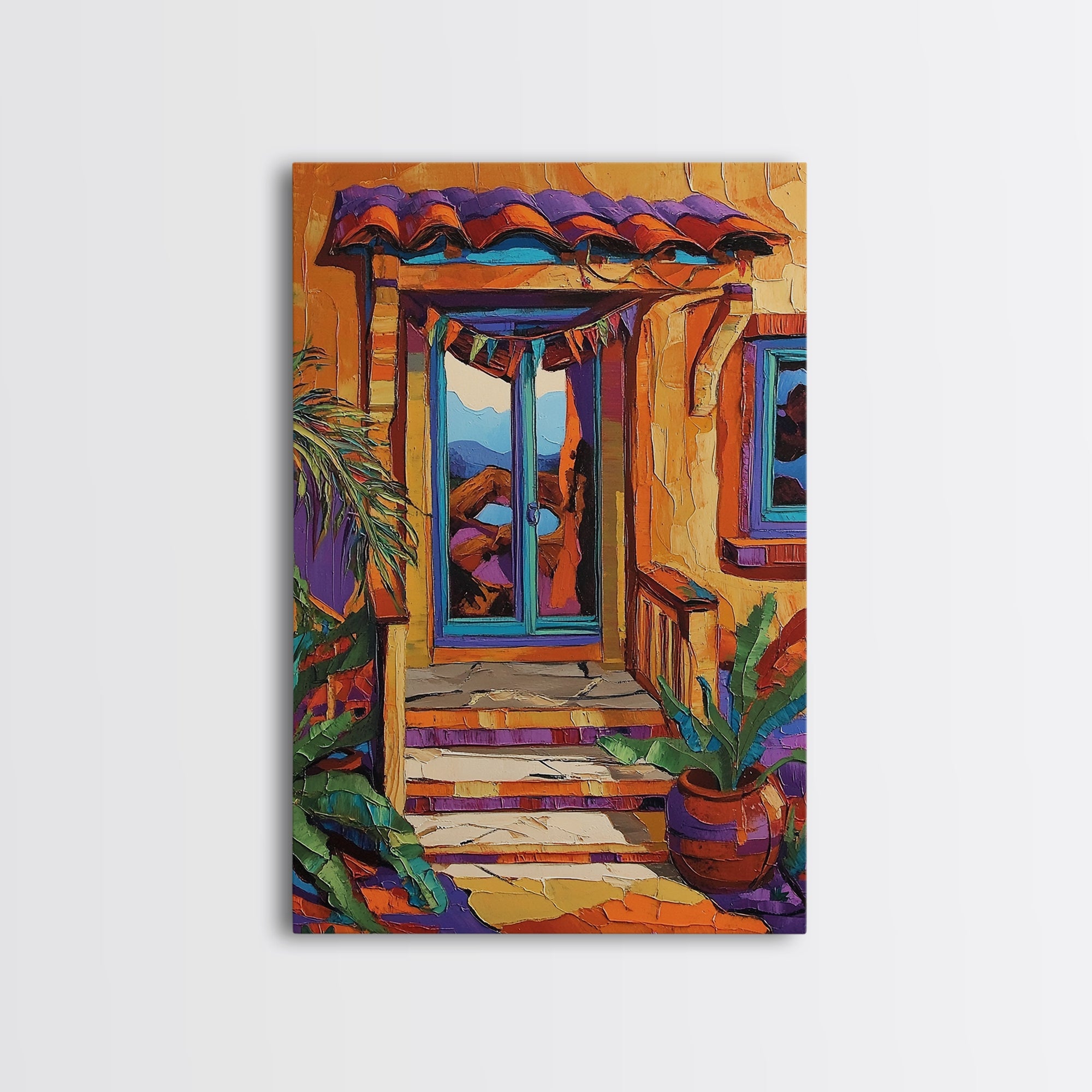 Vibrant Doorway Art, Boho House Print, Colorful Entryway Decor, Desert Home Vibes, Framed Canvas Print, Living Room Wall Art, boho art