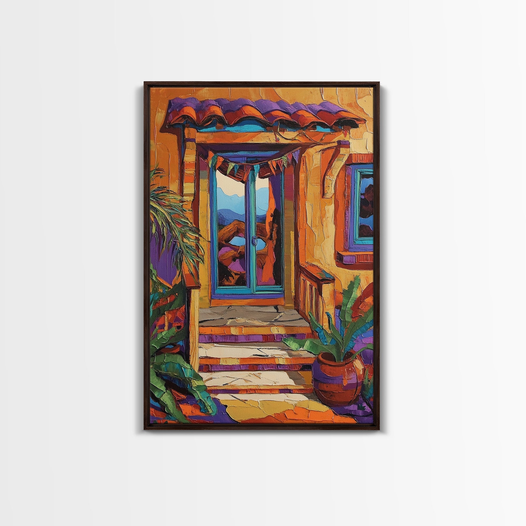 Vibrant Doorway Art, Boho House Print, Colorful Entryway Decor, Desert Home Vibes, Framed Canvas Print, Living Room Wall Art, boho art