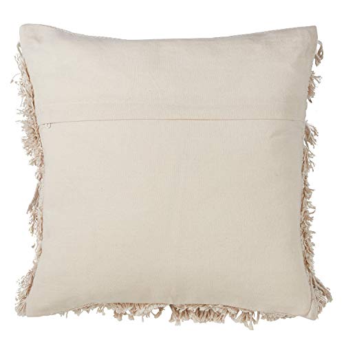 Fennco Styles Handira Collection Contemporary Morocca 100% Pure Cotton 18 x 18 Inch Decorative Throw Pillows with Case & Insert - Ivory Decor Pillows for Couch, Bedroom and Living Room Décor