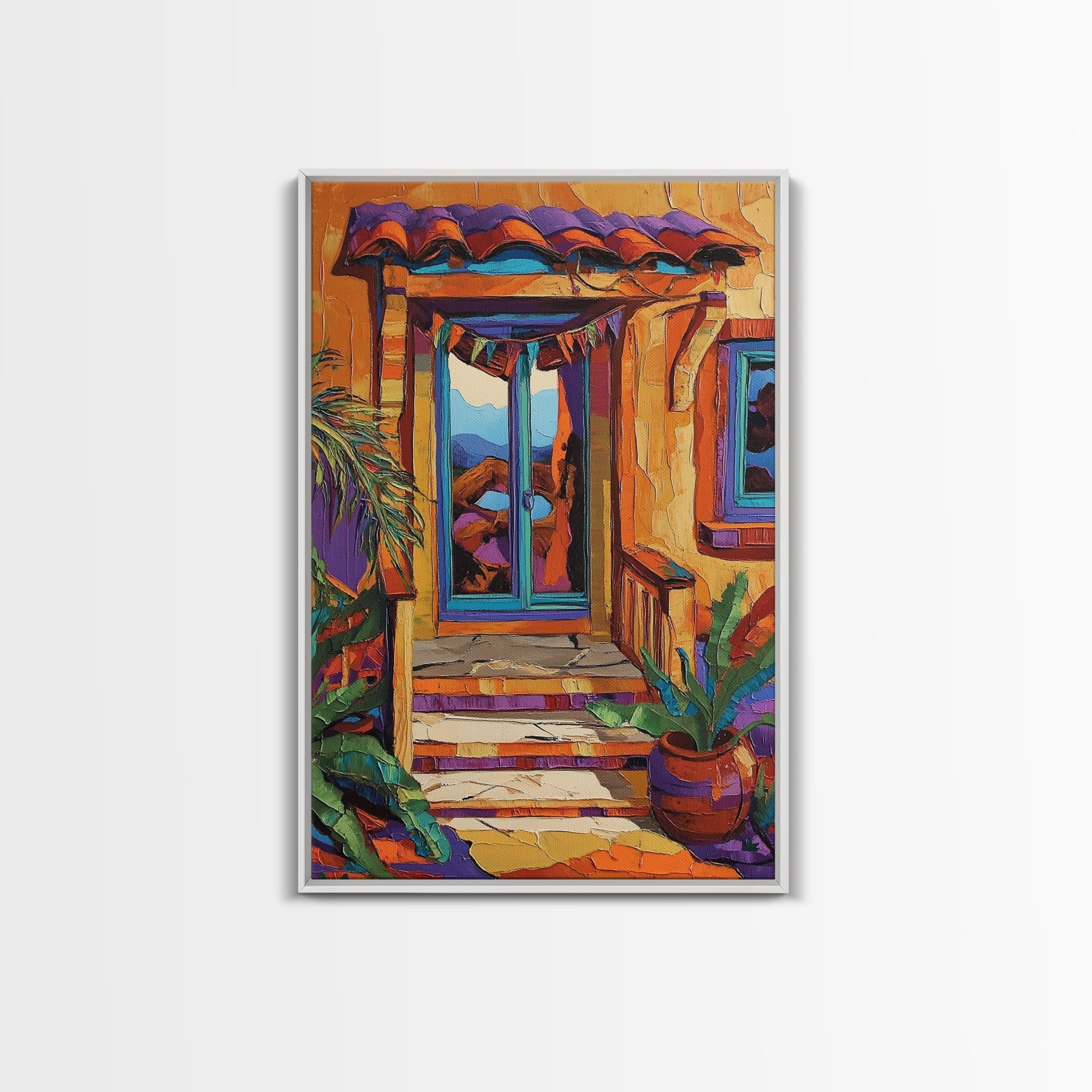 Vibrant Doorway Art, Boho House Print, Colorful Entryway Decor, Desert Home Vibes, Framed Canvas Print, Living Room Wall Art, boho art