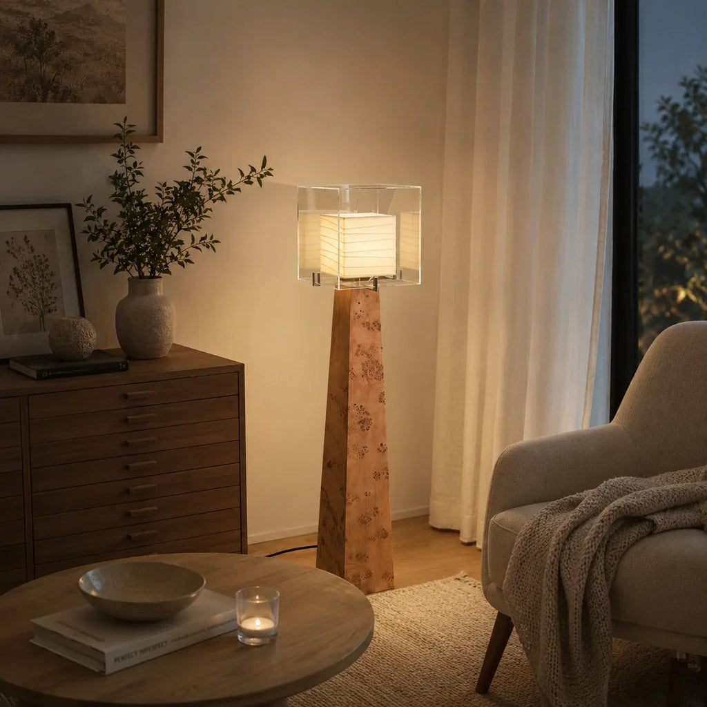 Burl Wood Floor Lamp