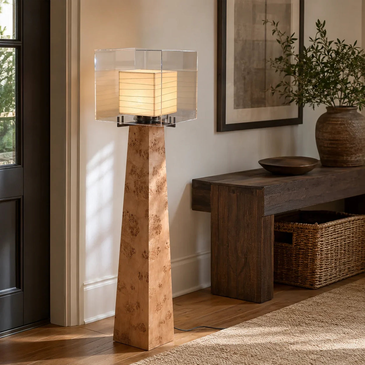 Burl Wood Floor Lamp