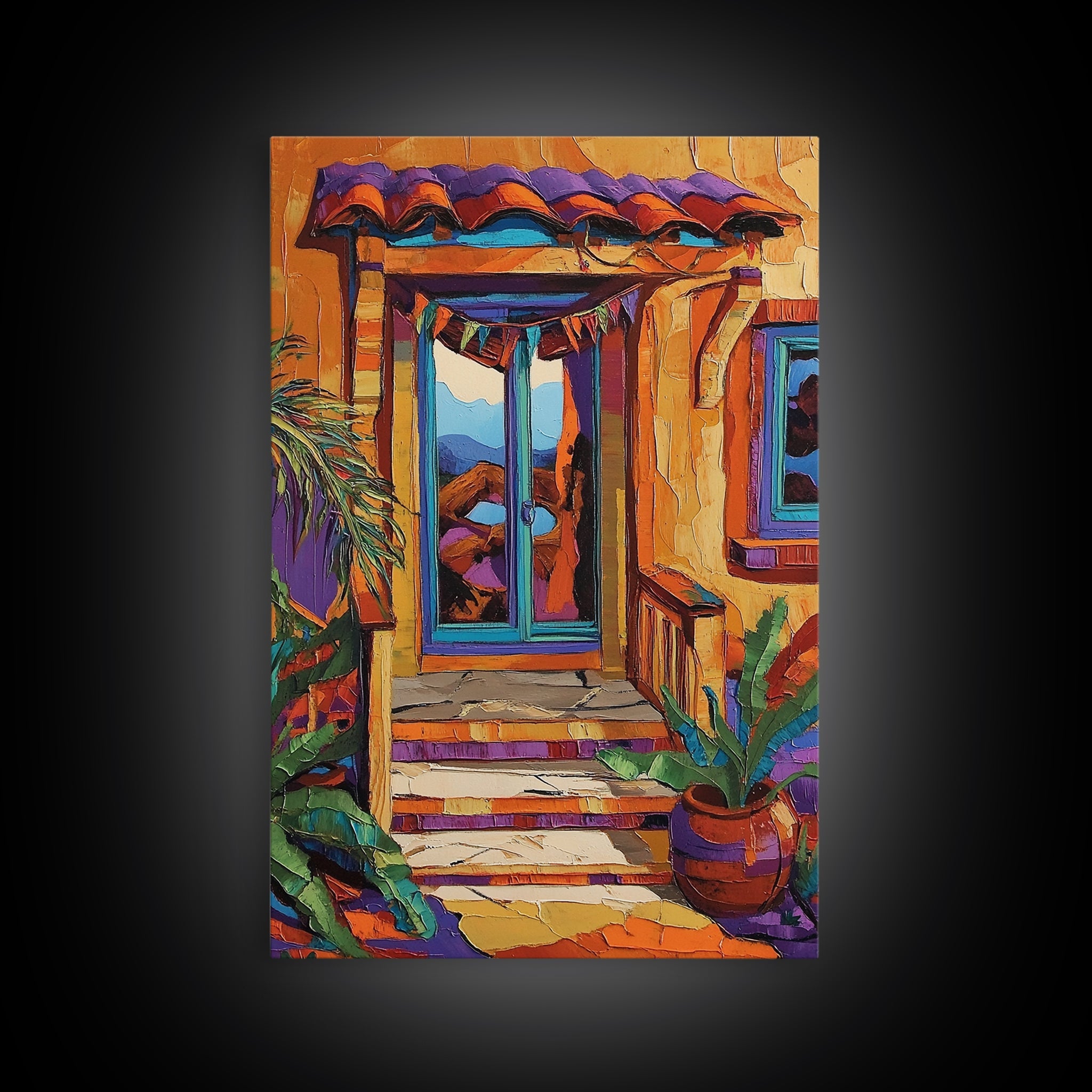 Vibrant Doorway Art, Boho House Print, Colorful Entryway Decor, Desert Home Vibes, Framed Canvas Print, Living Room Wall Art, boho art