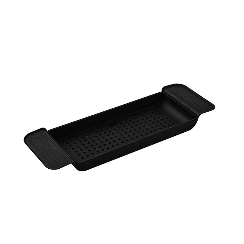 Multi-Function Bathtub Accessories: Retractable Bath Shelf, Tub Storage Rack, Towel Organizer for Bathroom