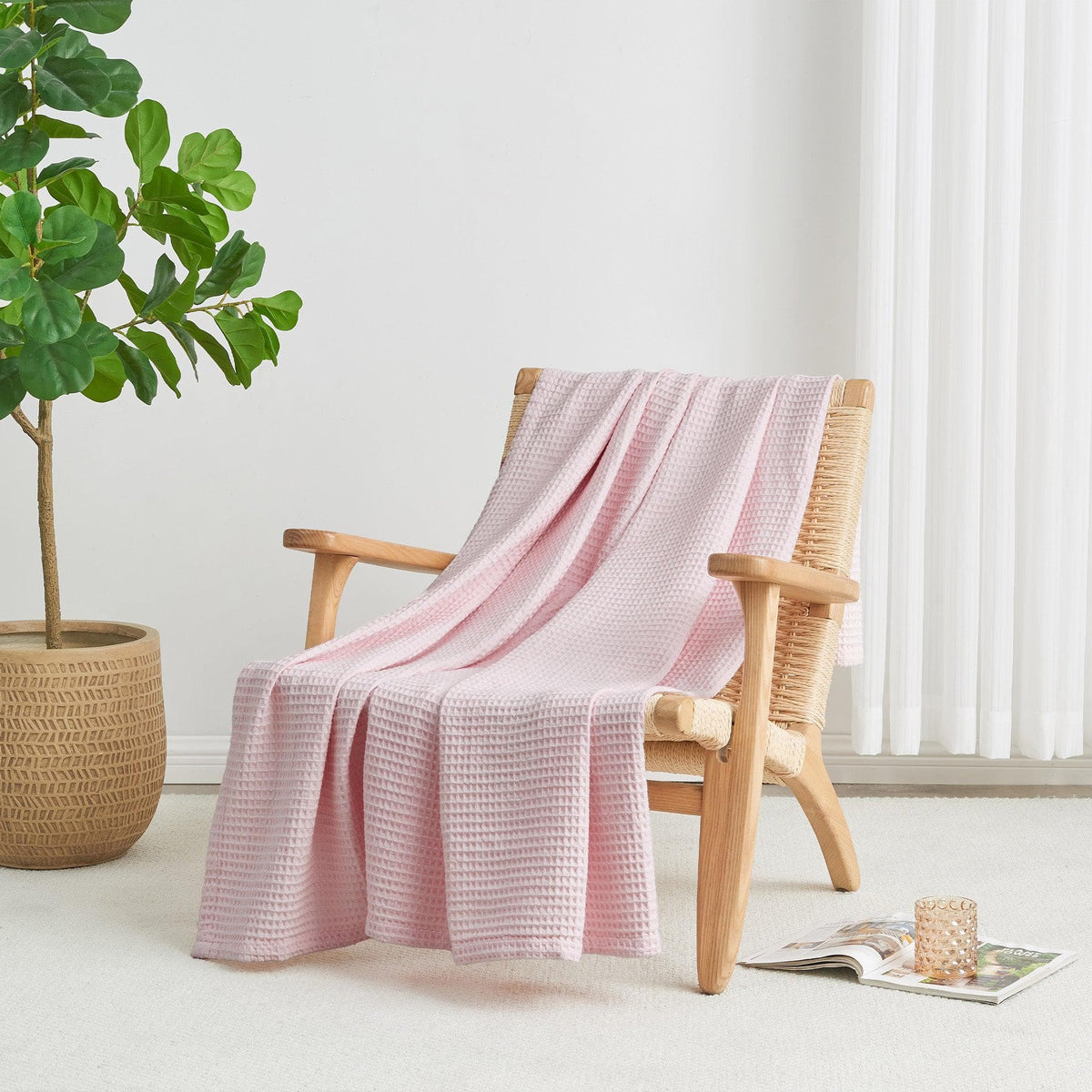 100% Cotton Waffle Weave Blanket - Mikala Collection