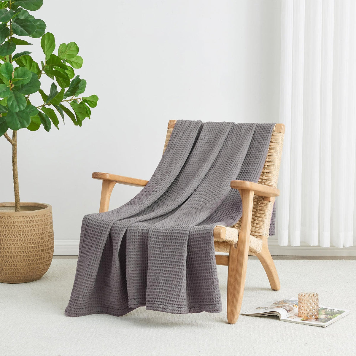 100% Cotton Waffle Weave Blanket - Mikala Collection